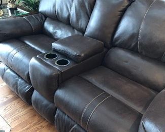 dark brown leather reclining sofa