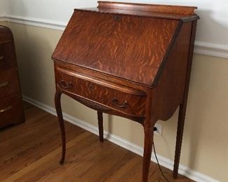 antique zebrawood secretary desk - excellent condition