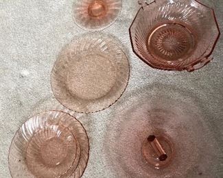 vintage pink depression glass