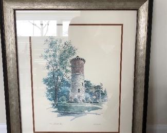 large signed print of Western Springs Water Tower