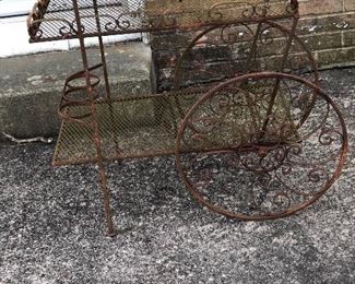 Vintage metal drink cart for garden