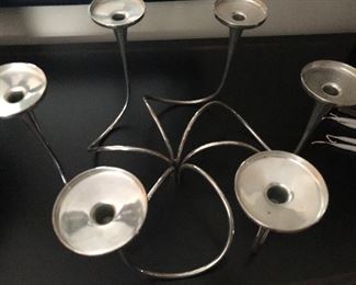 Gorham sterling mid century modern 1960s “Fountain Candelabra” 3  double candle pieces fit together as you wish. 