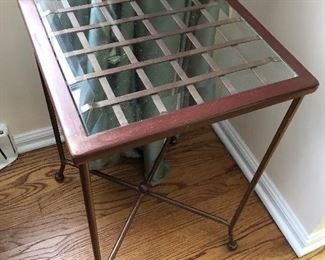 Small metal glass side table