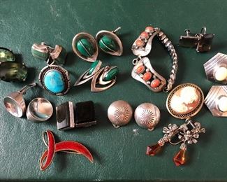 Vintage  jewelry. Sterling, Navajo, modernist, Schiaparelli, Norway, Munnecke