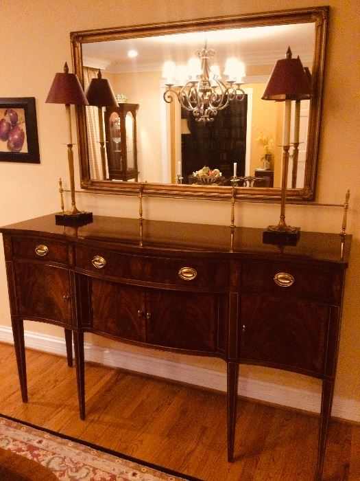 Hickory Chair Mahogany Server with Brass Rail