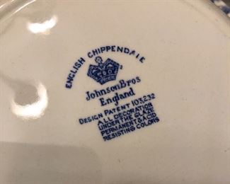 JOHNSON BROTHERS BLUE ENGLISH CHIPPENDALE