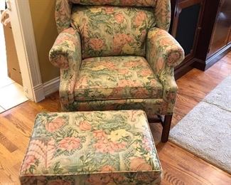 Ethan Allen Wing Chair & Ottoman