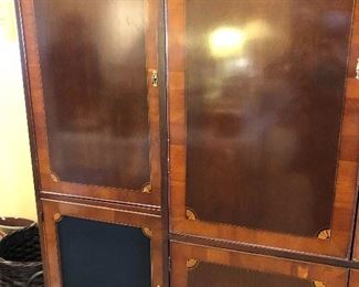 Flame Mahogany Wood Entertainment Center Detail