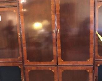 Flame Mahogany Wood Entertainment Center Detail