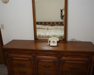 dresser, vintage phone