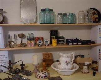 vintage jars, decor, scales, pop bottles
