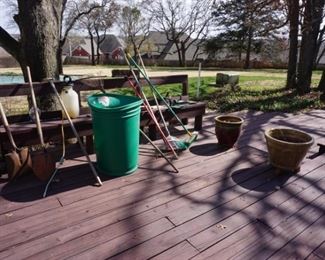 yard tools, flower pots