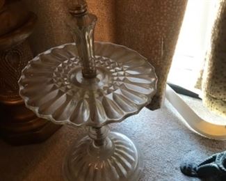 Vintage glass serving piece.  This elegant piece would be great for a wedding, bakery, or catering business. 