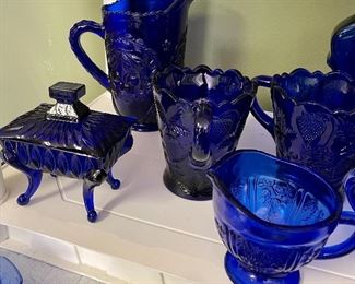 Cherry Pitcher Cobalt Glass