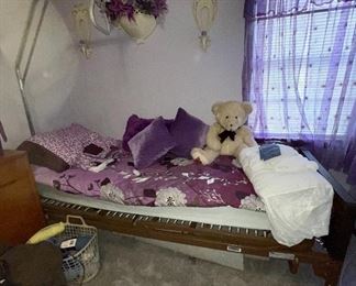 Hospital Bed with Pull Up Bar, Bedding