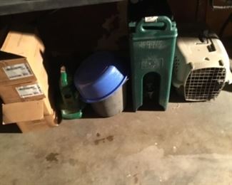 Small tile, dog carrier, buckets