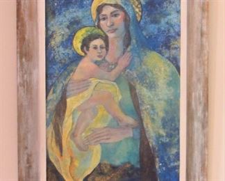 6. $295 Painting, Oil on Canvas, Virgin Mary, Mary Hovnanian, 25”x35”