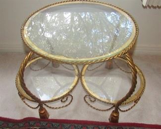 18. $100 Italian Rope Glass Tiered Table, 25" x 16"