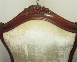27. $195 Victorian Armchair in ivory velvet, 23”w x 44”h