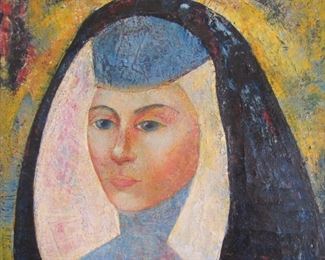 29. $150 Painting, Oil on Canvas, Nun, Mary Hovnanian, 22”w x 26”h