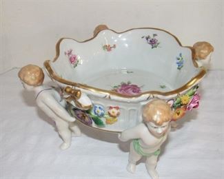 32. $75 German Porcelain Centerpiece Bowl with cherubs