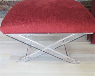 45. $185 Lucite Ottoman, Red fabric