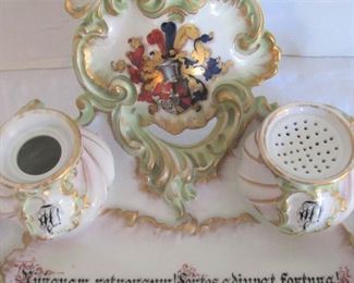 56. $150 Continental Porcelain Inkwell, unmarked, 12”w x 11.5”d x 7”h