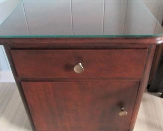 59. $60 Art Deco Cabinet, 18”w x 14.5”d x 21.5”h (damage to top finish under glass)
