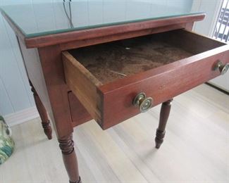 58. $240 Sheraton Side Table, 2 drawer, 18.5”w x 22.5”w x 28”h