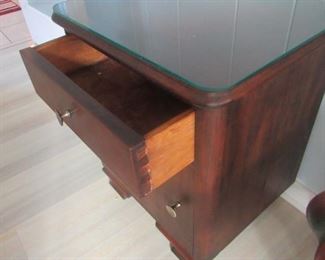 59. $60 Art Deco Cabinet, 18”w x 14.5”d x 21.5”h (damage to top finish under glass)