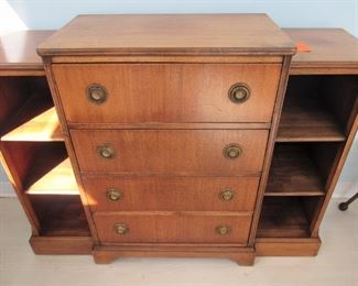 53. $350 Secretary Butler’s Chest with side shelves and fitted interior, 47.5”x15”x 35.5”h
