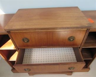 53. $350 Secretary Butler’s Chest with side shelves and fitted interior, 47.5”x15”x 35.5”h