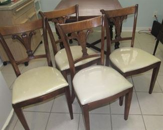 74. $220 Wood Chairs (4), feather back, plastic covered seats	