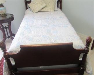 83. $325 Twin Bed with pineapple carved finials (some wear to footboard) w/mattress