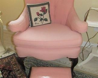 97. $195 Pink Retro Chair with Ottoman	