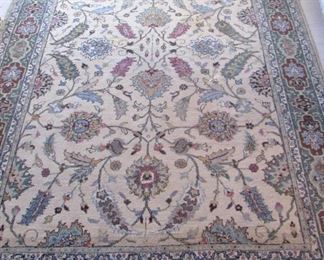 98. $400 Persian Rug, blue and cream wool, 5’9” x 8’7”	