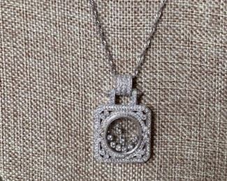 $650 white gold necklace & pendant with diamonds 0.433 ounces total weight 