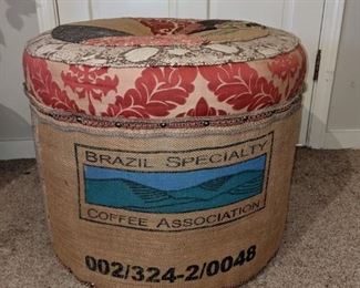 Upcycled coffee bag ottoman