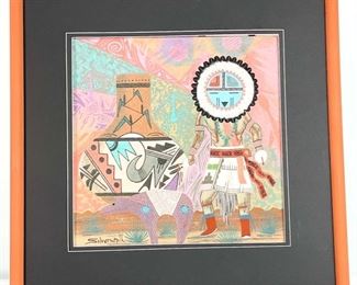 Navajo Keith Silversmith Sand Painting Native American	25x25x1.5in	HxWxD