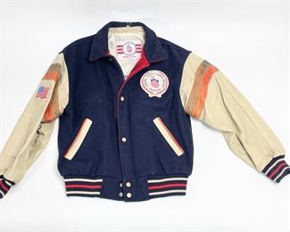 1980s United States Olympic Training Center Varsity Jacket Small Leather & Wool	SZ: Sm	