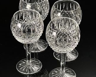 4pc Waterford Glenmede Balloon wine Glasses Cut Foot	7.25in H x 2 7/8in  opening	
