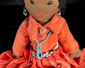 Vintage Navajo Woman Handmade Doll	16in Long	
