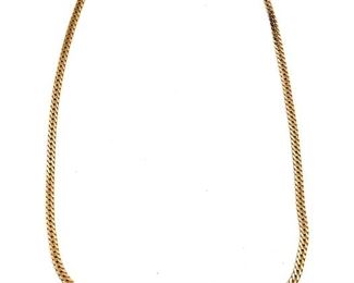 14k Gold 17in box link Necklace Flat Curb Link Necklace 585 DE Italy	3mm wide x 17.5in total length