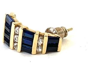 Samuel Aaron 14k Gold Diamond & Sapphire earrings	19x8.5mm	