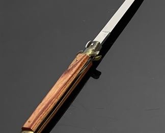 Genuine Italian Stiletto Vintage Switchblade Knife HUGE 13” Olive Wood Handle Bolster Release	"Open Length: 13 1/8”