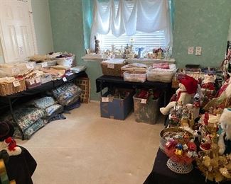 Linens & Christmas decor. 