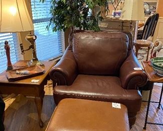 Leather chair & ottoman - not matching