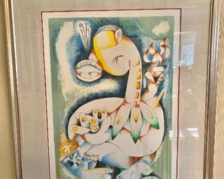 $595 - Alexandra Nechita  Romanian "The Torch Shall Guide Me" - Signed and numbered  lithograph - 41" H x 32" W. 