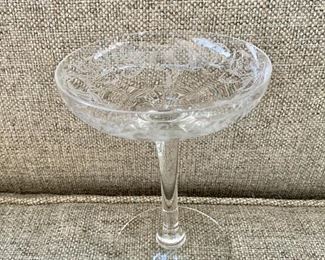 $10 - Etched martini glass - 6" H, 5" diam.