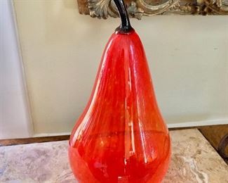 $120 - Signed, art glass fruit - 11" H, 6" diam.